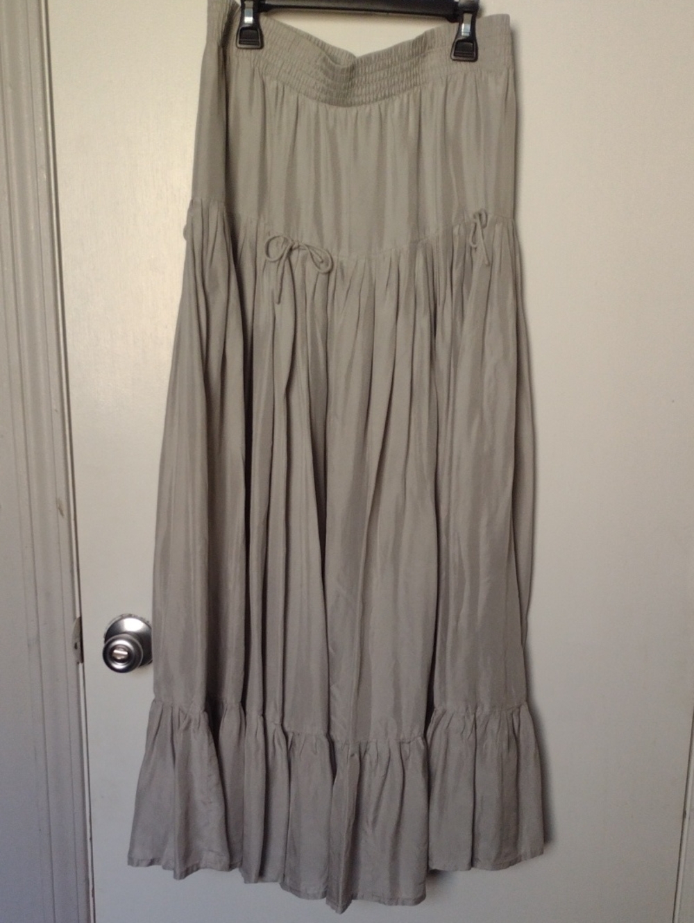 RARE Vintage Calypso St. Barth Silver Silk Lourdes Parachute Maxi Skirt Size XS